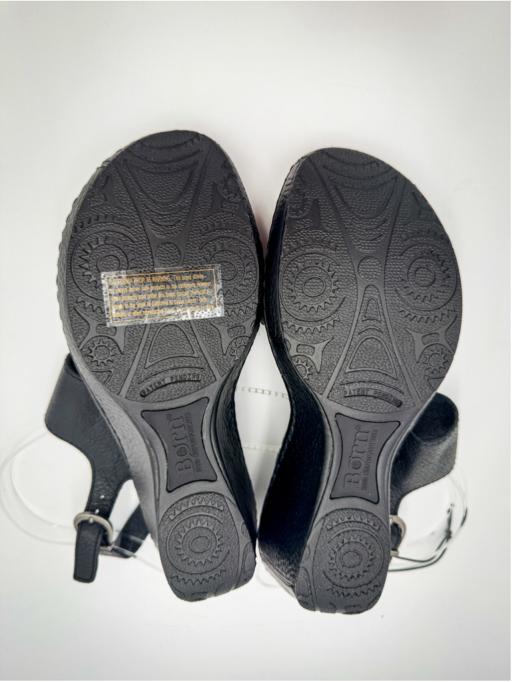 Women's Born Black Leather Mary Jane Clog Wedge Comfort Shoes Sandals Size 7 New - Picture 3 of 6